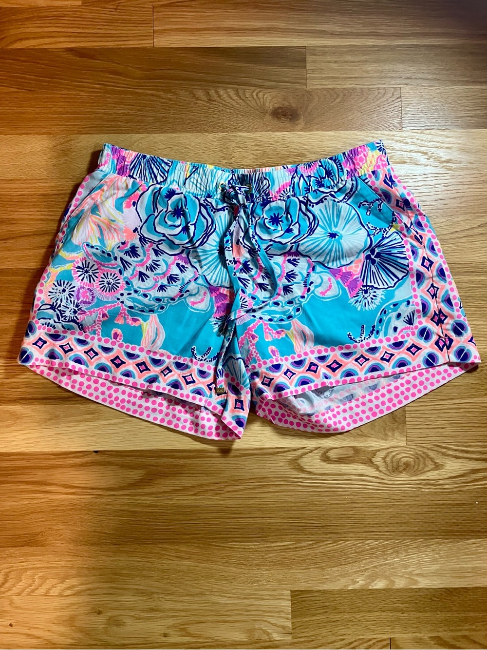 Lilly Pulitzer Katia Drawstring Shorts Small - Once Upon a Tide Print - Beach